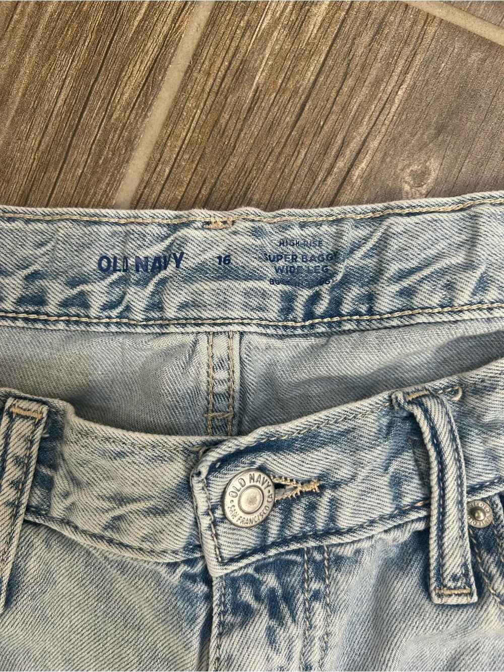 Old Navy Girls Wide Leg Baggy Jeans Light Wash Denim Size 16
